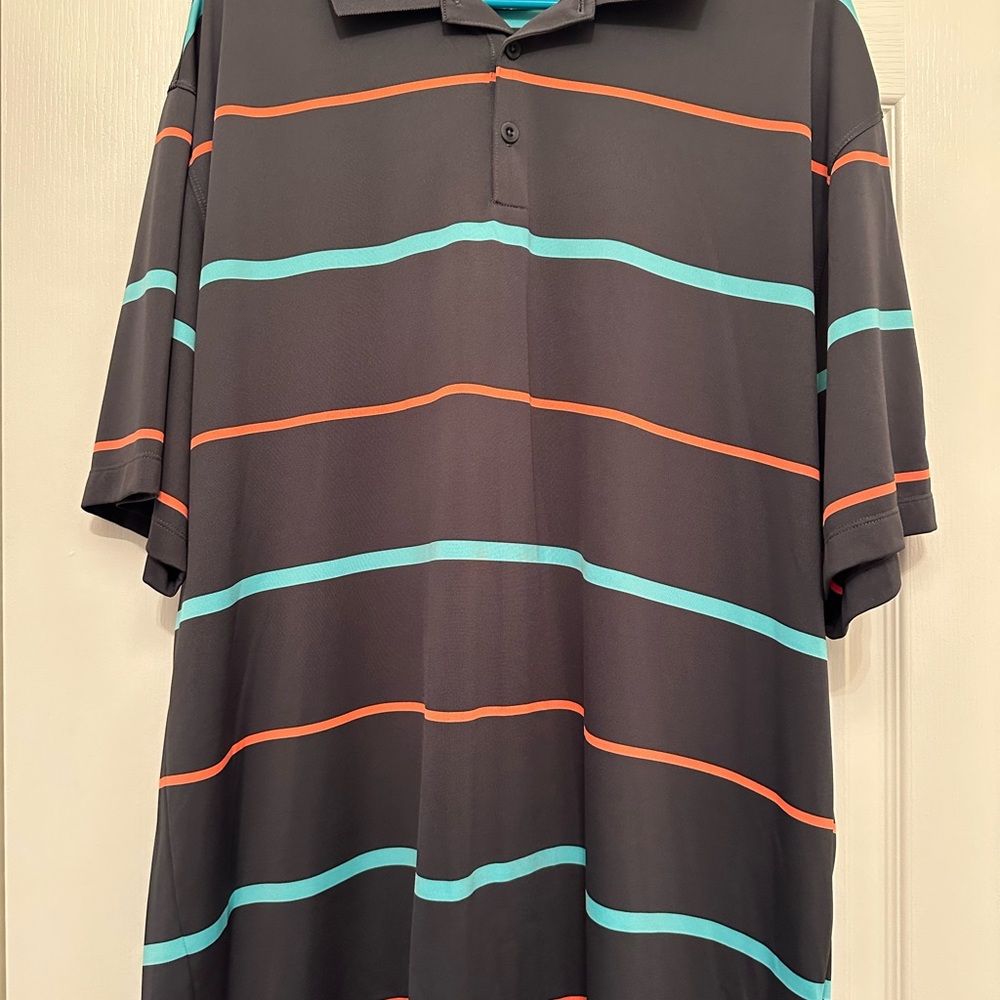 Nike Men's Polo Shirt - Gray with Orange Accent